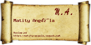 Matity Angéla névjegykártya